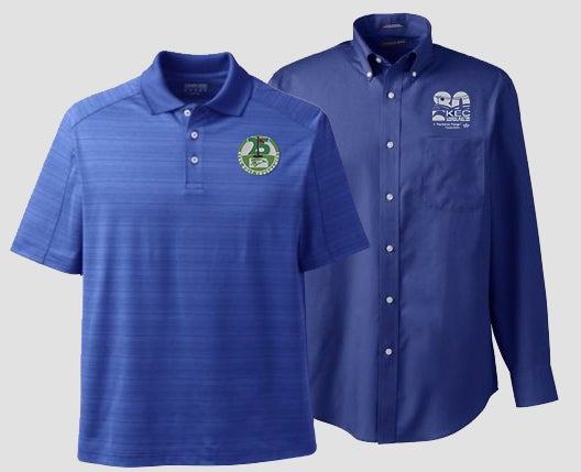 KEC blue shirts with logos