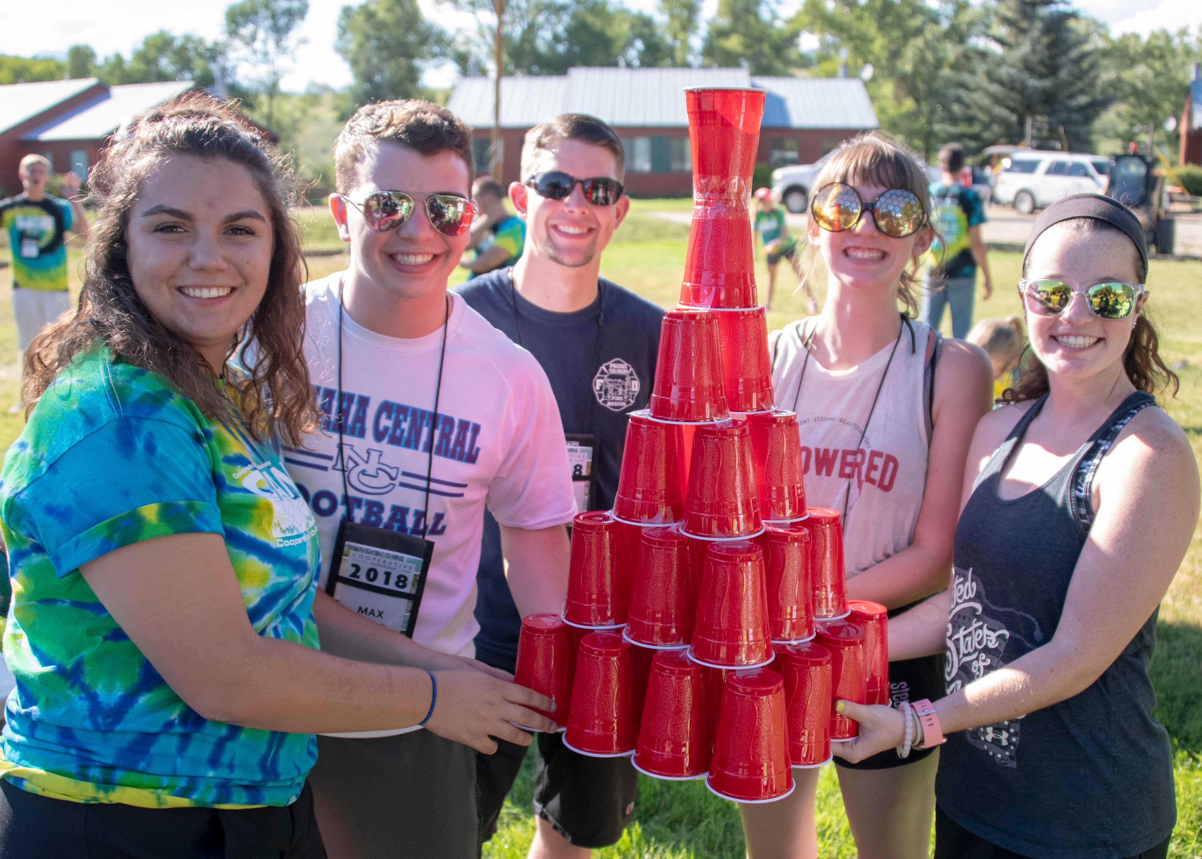 Campers challenged each team to create the tallest cup tower